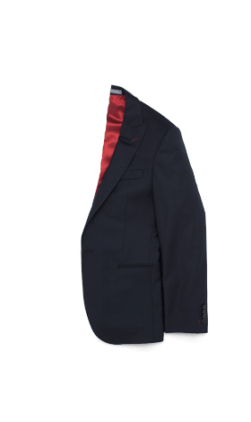 A black INDOCHINO jacket with red lining.