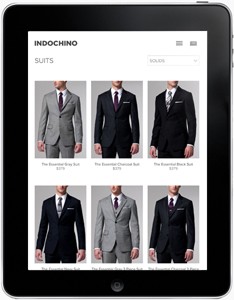 Indochino suits collection page - tablet