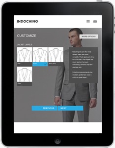 Indochino online suit customization - tablet