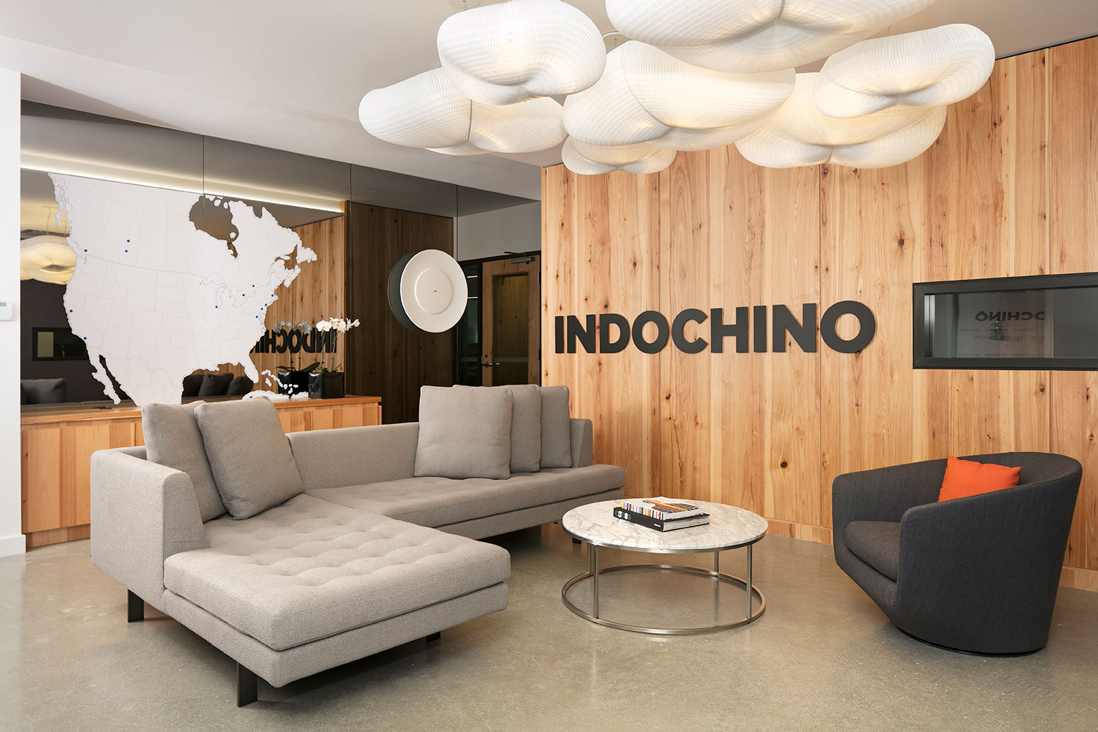 View of the main foyer upon entering INDOCHINO head quarters.