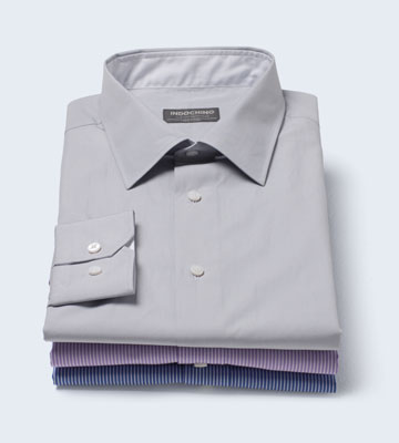 A stack of three INDOCHINO regular custom shirts 2x.