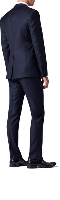 A rear profile of a navy INDOCHINO suit - desktop