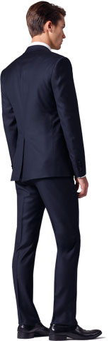 A rear profile of a navy INDOCHINO suit - mobile