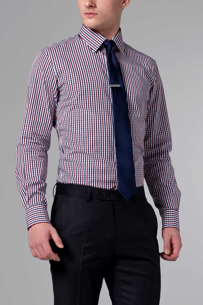 red blue gingham shirt