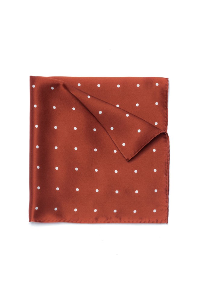 The Ultimate Rust & White PolkaDot Silk Pocket Square