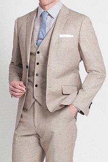 Tonal Tan Linen Three-Piece Suit