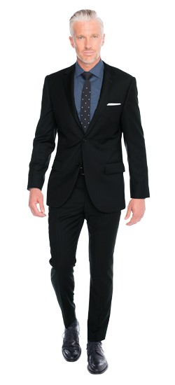Black Shadow Stripe Twill Suit
