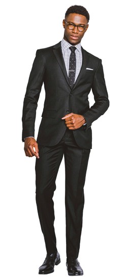 Black Tonal Herringbone Suit