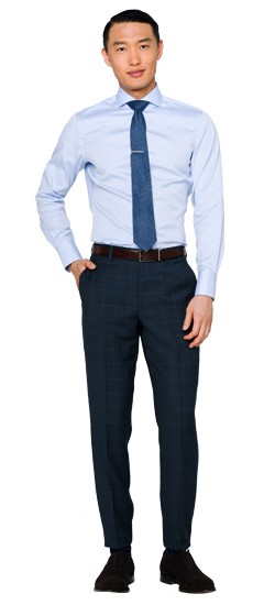 navy windowpane pants