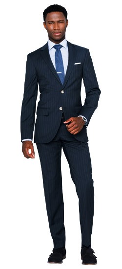 Indigo Micro Banker Stripe Suit