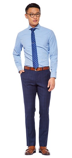 navy windowpane pants