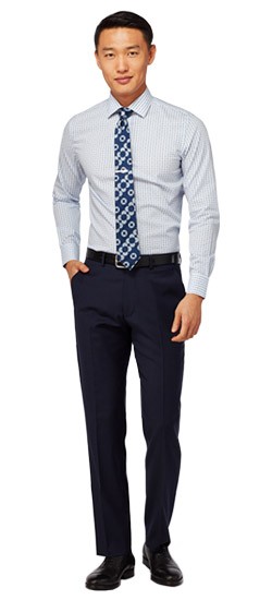 navy windowpane pants