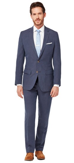 Navy Silk Linen Suit