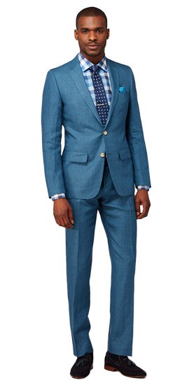 Men's Custom Suits - Teal Micro Check Linen Suit | INDOCHINO