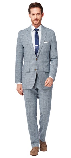 Blue Glen Plaid Linen Suit