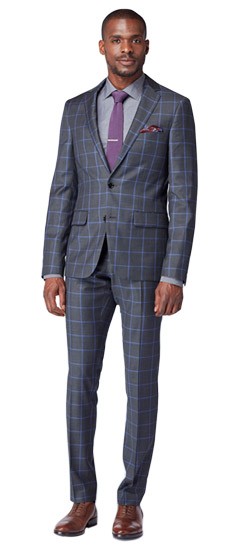 Charcoal and Lavender Windowpane Suit