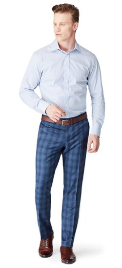 Blue Windowpane Plaid Pants